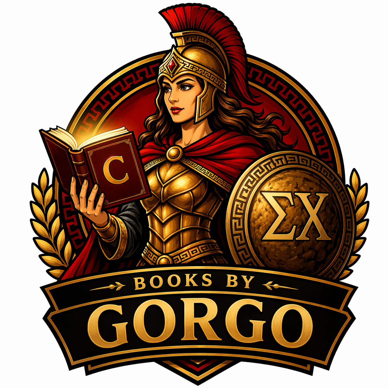 Gorgo, Queen of Sparta, holding a C book